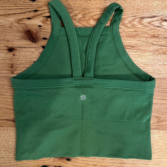 EUC Athleta Green Aurora Seamless Ribbed Halter Crop Top in Baja Green, XS - Picture 5 of 7